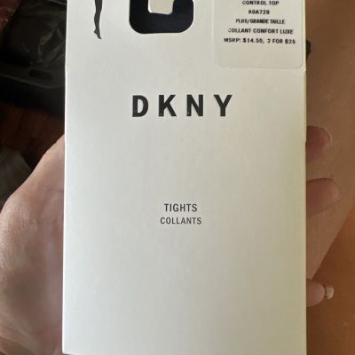 DKNY Control Top Opaque Tight Size PLUS Navy II Retail $14.50